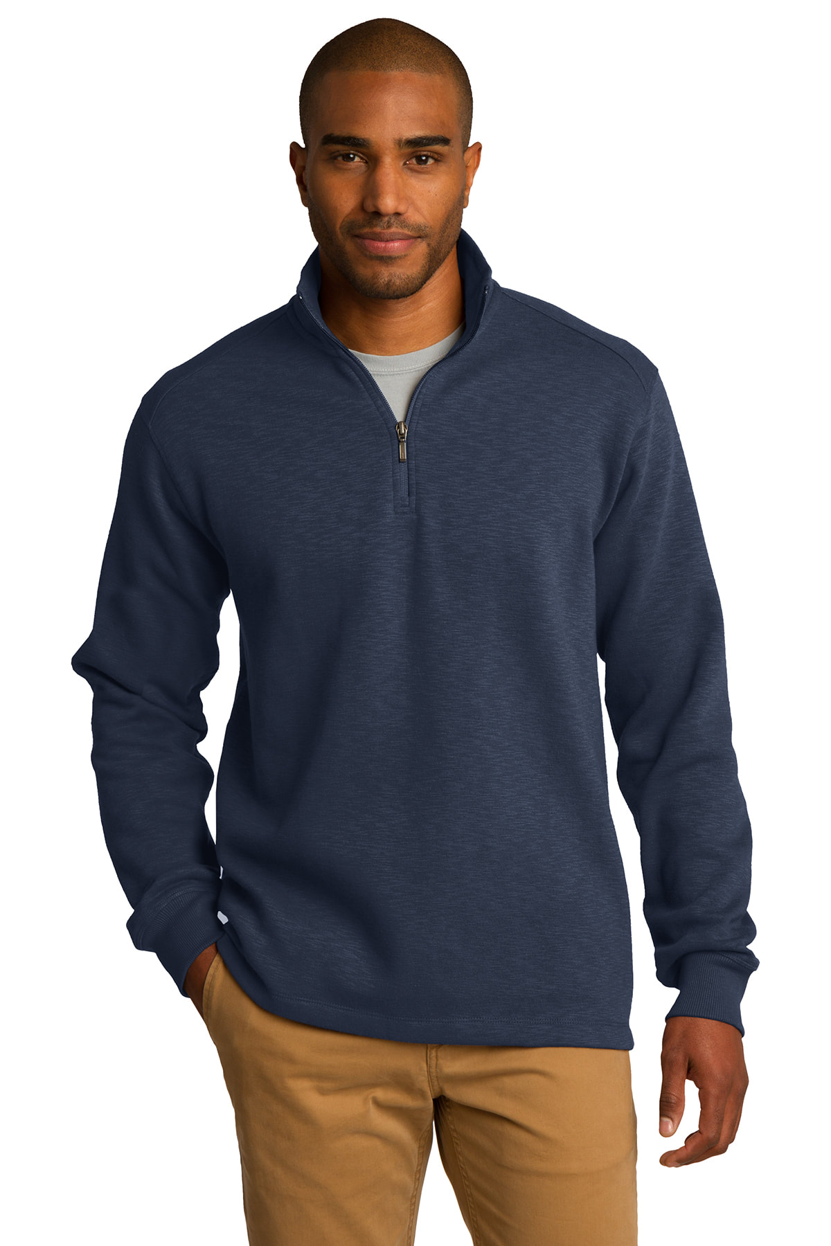 Port Authority® Slub Fleece 1/4-Zip Pullover w/ left chest PMTRASYS Logo